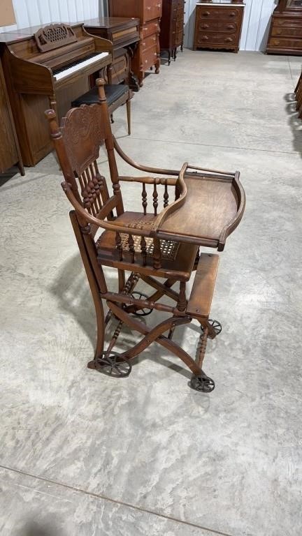 Antique High Chair Stroller