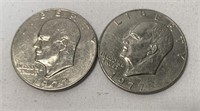 1-1977 No Mint Mark & 1-1977 D Eisenhower Dollar