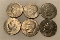 (6) 1974 D Eisenhower Dollar Coins