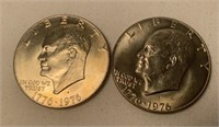 (2) 1776-1976 D Eisenhower Dollar Coins