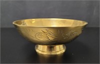 Brass Etched Pedestal Bowl