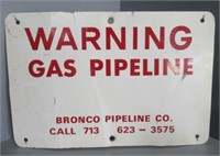 Bronco Pipeline Co Warning Gas Pipeline Sign.