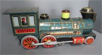 Vintage battery operated tin made in Japan train.