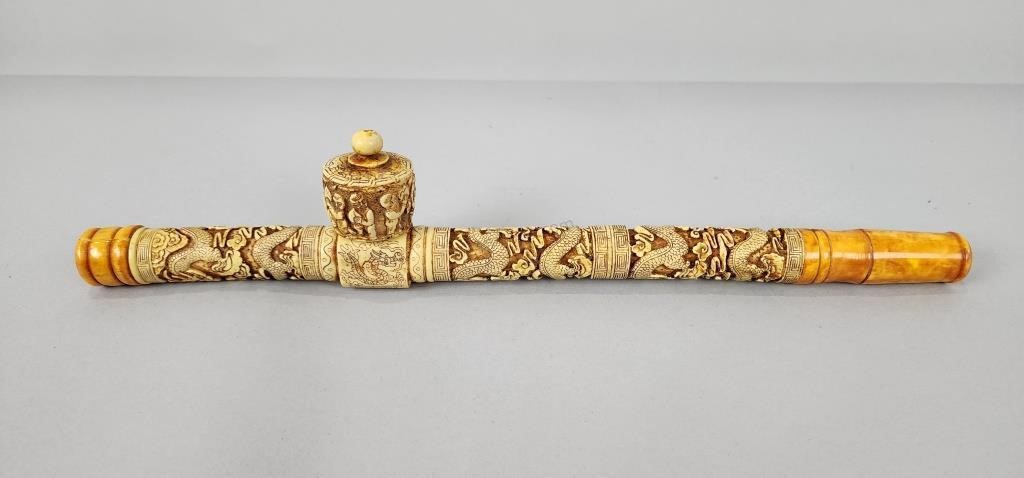 Chinese Carved Resin Decorative Opium Pipe