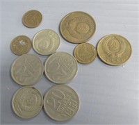 (10) Russian USSR coins, circulated.