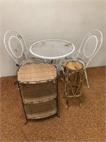 Porch Table & Chairs, Serving Cart, Plant Stand