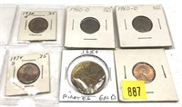 Lot, coins and token, 6 pcs.