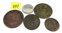 Lot, tokens, 5 pcs.