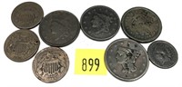 Lot, type coins with damage, 8 pcs.