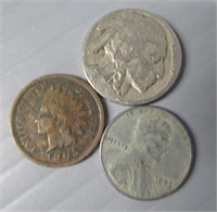 Buffalo Nickel Steel Penny, and Indian Head Penny
