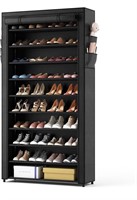 ($76) ROJASOP 10 Tier Shoe Rack with Covers