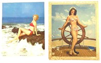 2 Vintage Pin Up Girl Lithos