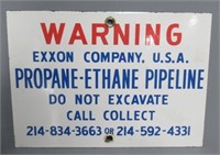 Vintage Exxon Co. Porcelain Warning Sign.