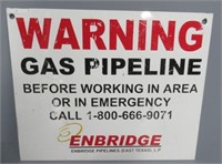 Enbridge Pipeline Co. Warning Gas Pipeline Sign.