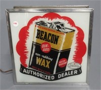 Rare Beacon Wax vintage double sided glass