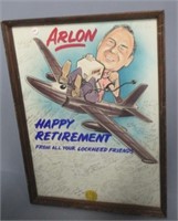 Arlon retirement signed poster in frame.