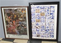 Lou Gehrig framed picture and uncut sport sheet.