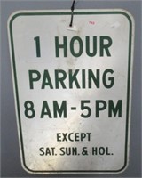 Steel 1 Hour Parking sign. Measures: 18" H x 12"