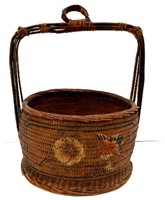 Hand Painted Woven Wicker Basket