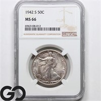 1942-S Walking Liberty Half Dollar, NGC MS66