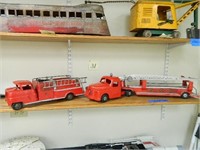 (2) Structo Fire Trucks - (1) Missing Headlight &