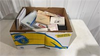 Box of cards and office supplies