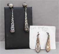 (2) Pair of Sterling Silver earrings.