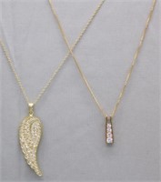 (2) Sterling Silver necklaces with gold wash.