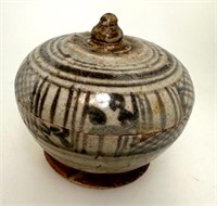 Antique Thai Sawankhalok Lidded Glossed Jar