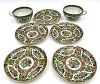 7 Pieces Rose Medallion Cups and Saucers