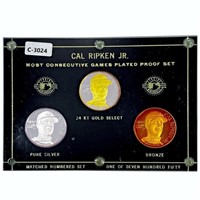 1998 Cal Ripken Jr. Proof 3 Coin Set No. 21/750