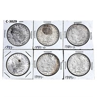 1883-1889 Morgan Silver Dollars; Diff. Mints [6