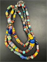 Sterling silver African trade beads necklace