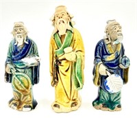 3 Chinese Mud Men Wise Men Figurines