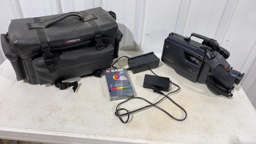 VHS movie camera and bag