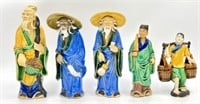 5 Chinese Mud Men Figurines