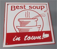 Porcelain best soup sign. Measures: 7.75" H x