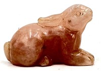 Hand Carved Rose Quartz Rabbit Figurine