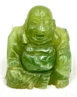 Hand Carved Green Jade Seated Buddha Figurine