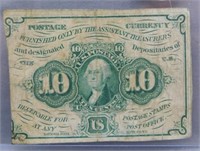 10 Cent Civil War Fractional Currency.