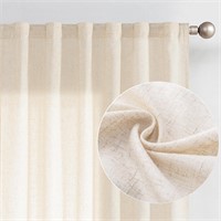 COLLACT Flax Linen Curtains 63 Inch Length for Liv