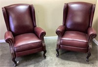 PAIR OF LA-Z-BOY BURGUNDY LEATHER CHAIRS, 1