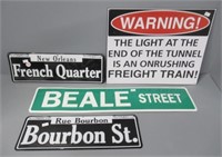 (4) Signs that includes Warning train that