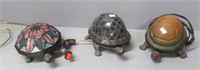 (3) Stain glass turtle lamps.