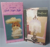 Porcelain doll night light in box and Victorian