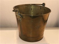 Antique Brass Pail with Forged Handle