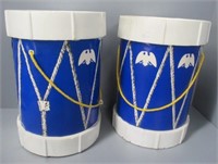 (2) Vintage drum coolers. Measures: 14" tall.