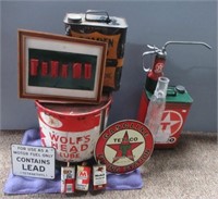 Vintage oil bottle, Texaco oil can, Golden Bond 2