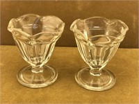 Vintage Style Clear Glass Footed Sherbet Bowls