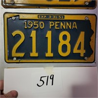1950 PA License Plate